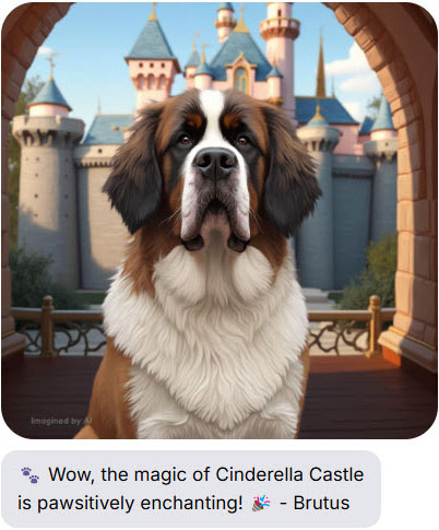 dog at a castle